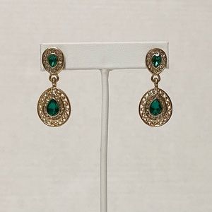 Gold tone and green earrings